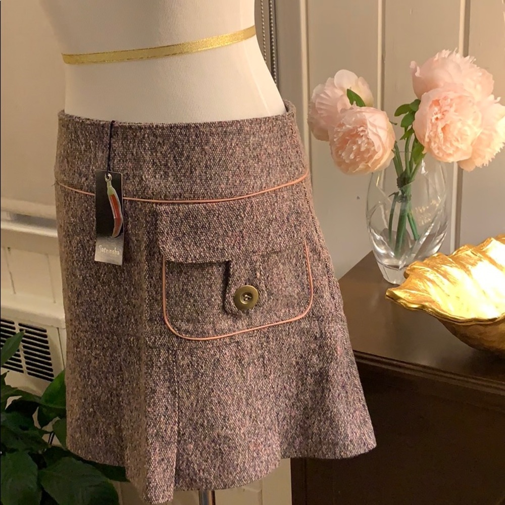 Satrinsha Paris Pink Tweed Mini Skirt - Size 4 (NWT)